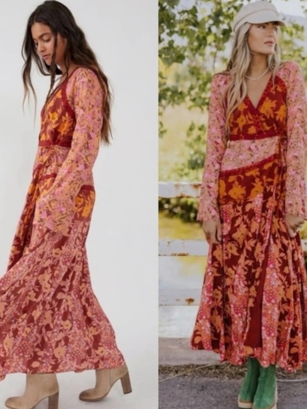 NWT Free People boho Spring Tilda Wrap maxi  Dress